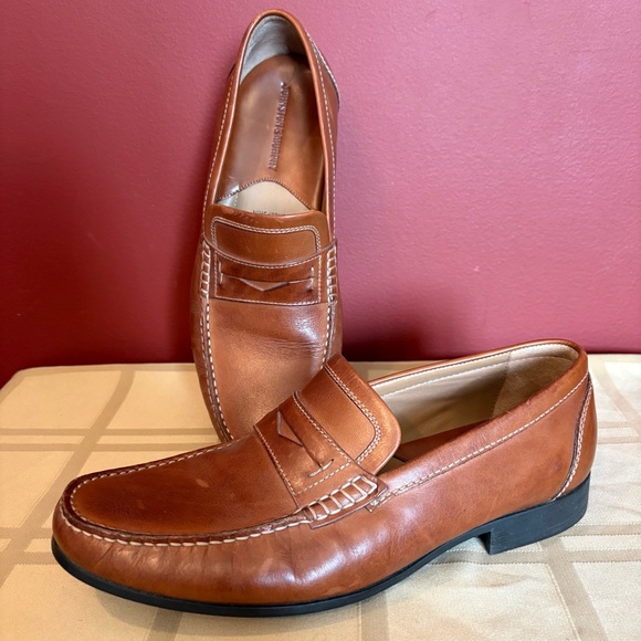 Johnston & Murphy Collection Baldwin Penny Loafers cognac sheepskin size 8.5 main image 7